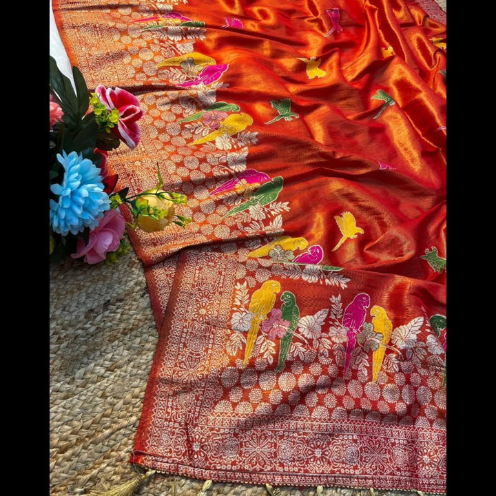 Bloom in Earth Tissue Organza Silk Saree