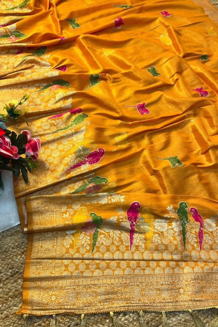 Bloom in Earth Tissue Organza Silk Saree