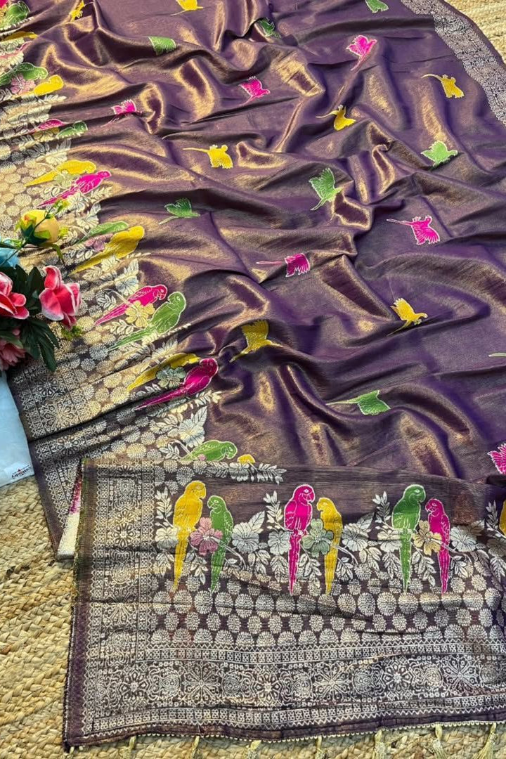 Bloom in Earth Tissue Organza Silk Saree