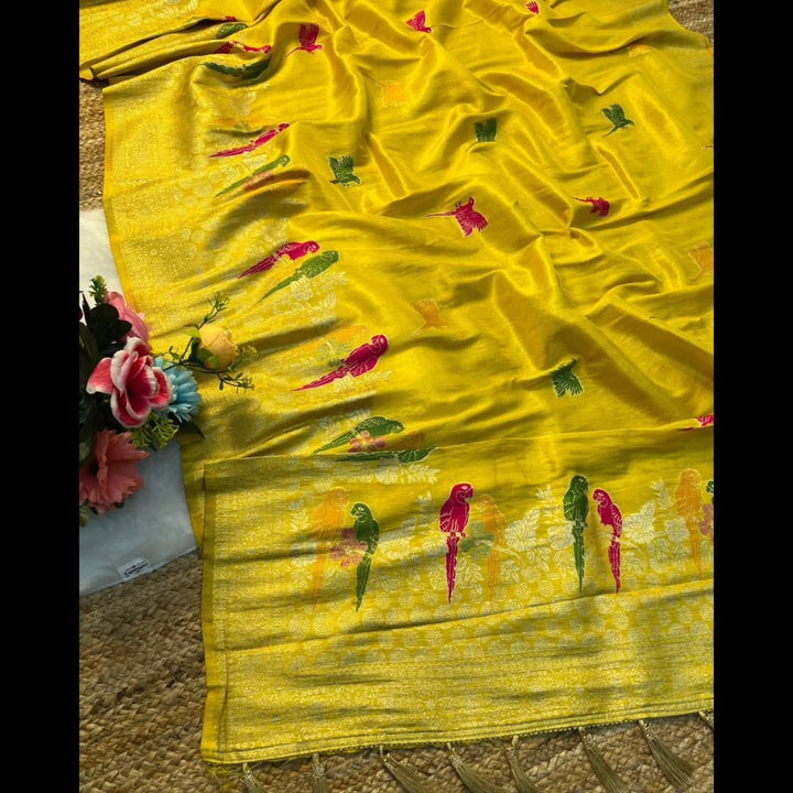 Bloom in Earth Tissue Organza Silk Saree