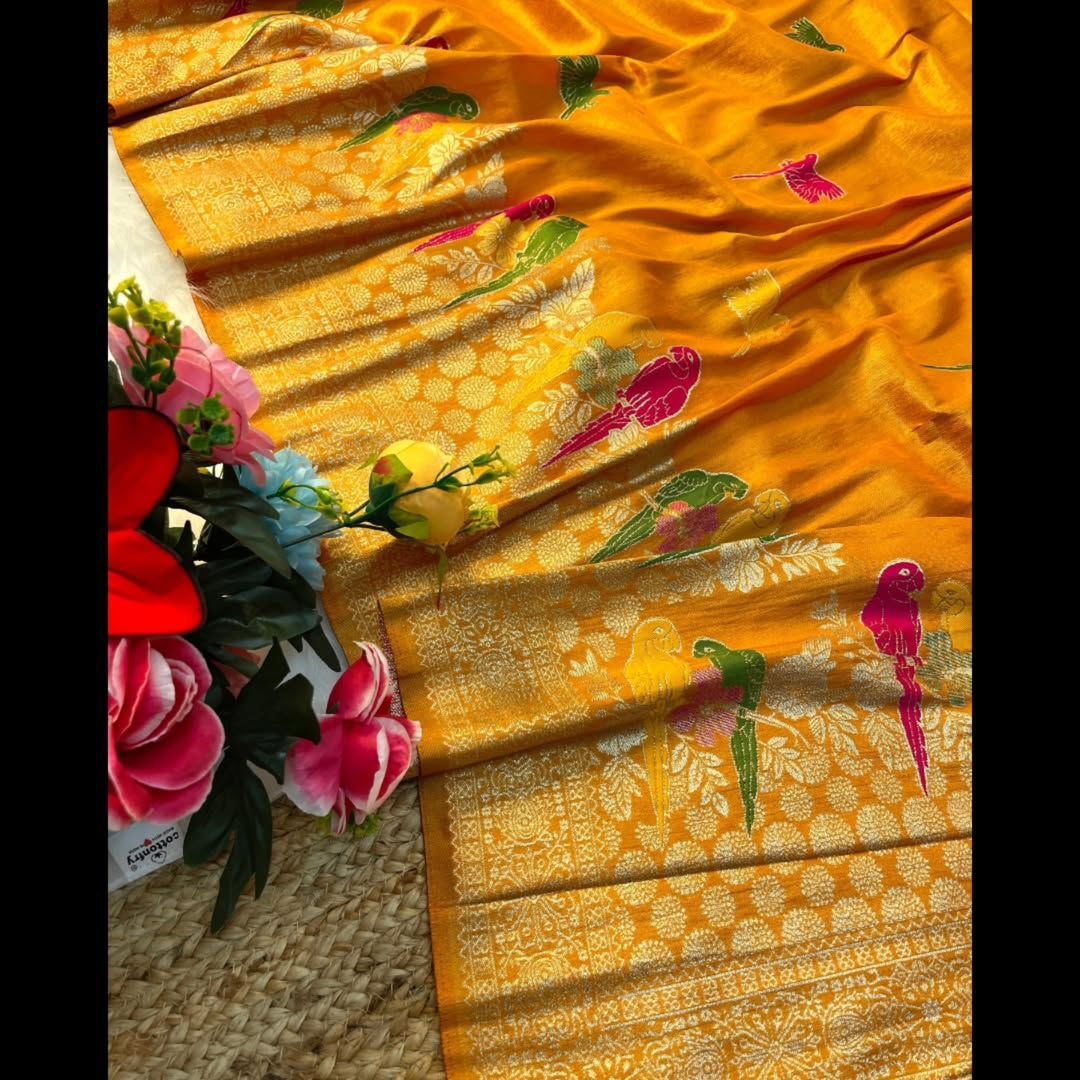 Bloom in Earth Tissue Organza Silk Saree
