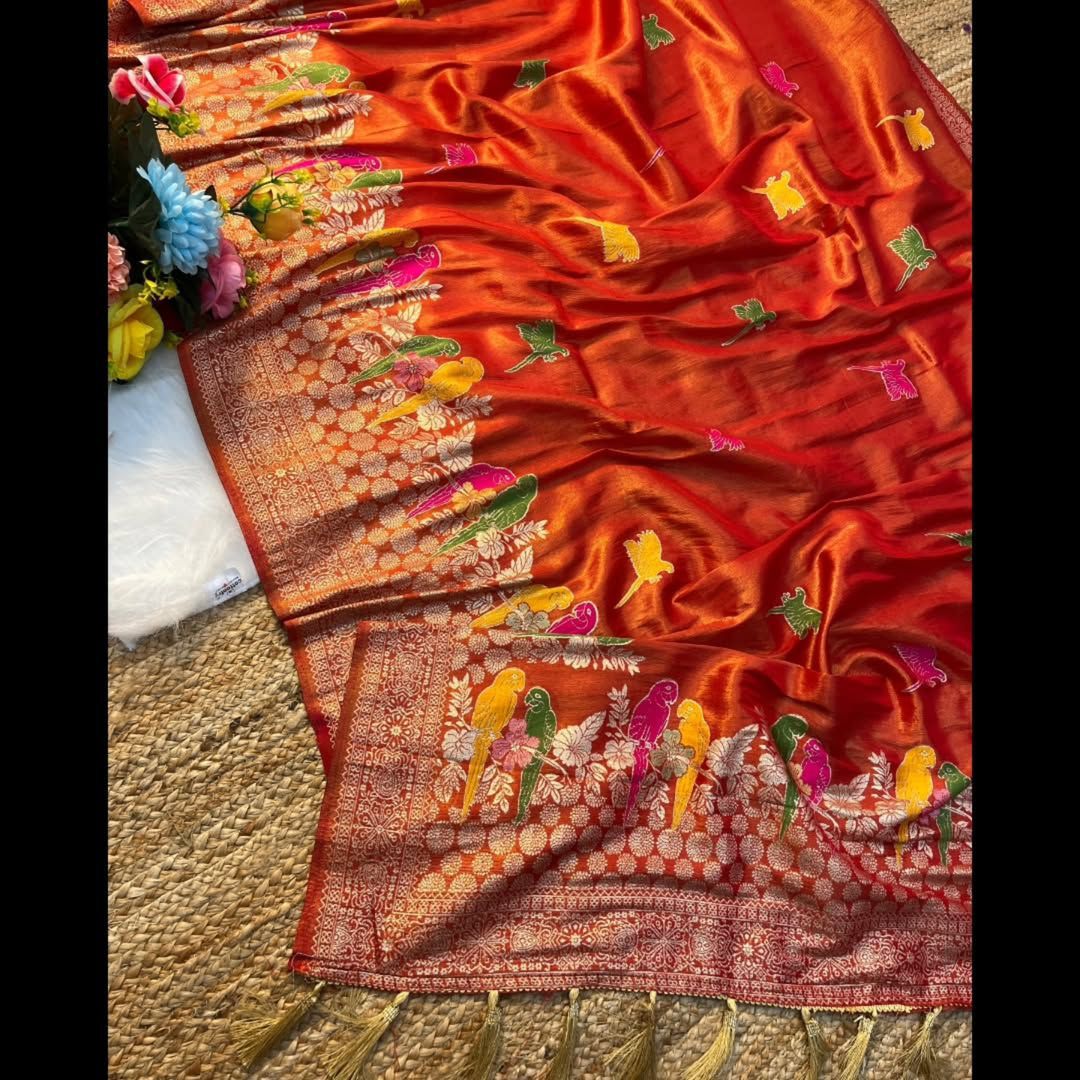 Bloom in Earth Tissue Organza Silk Saree