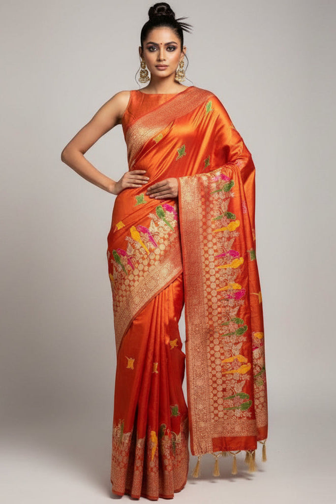 Bloom in Earth Tissue Organza Silk Saree