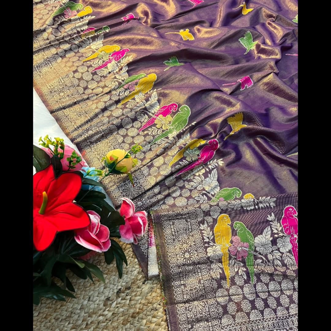 Bloom in Earth Tissue Organza Silk Saree