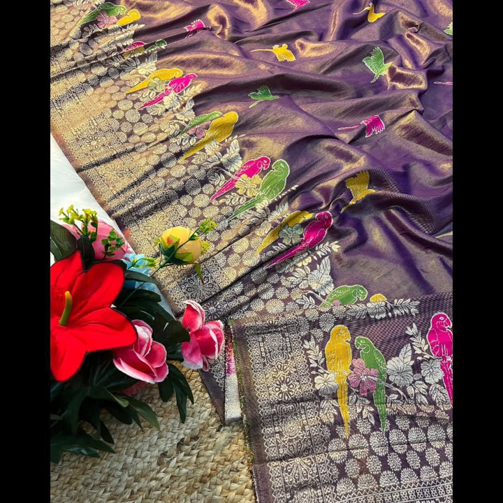 Bloom in Earth Tissue Organza Silk Saree