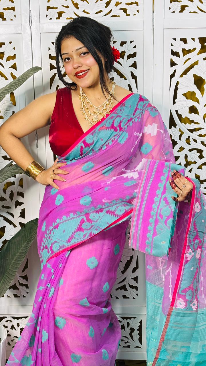 Taan Agni Dhakai Jamdani Saree
