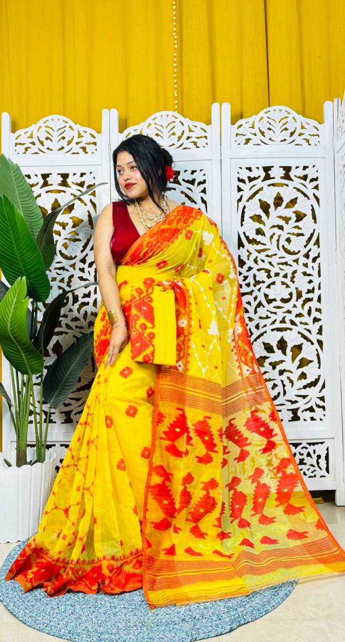 Taan Agni Dhakai Jamdani Saree