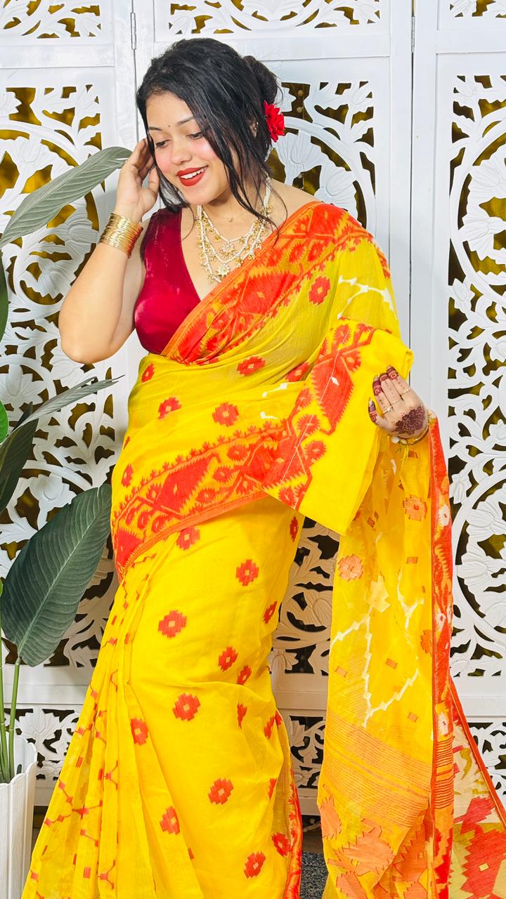 Taan Agni Dhakai Jamdani Saree