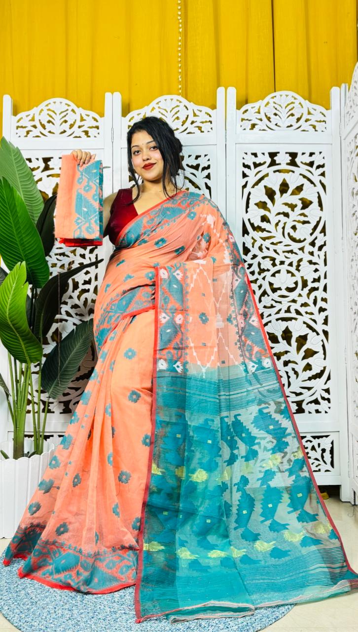 Taan Agni Dhakai Jamdani Saree