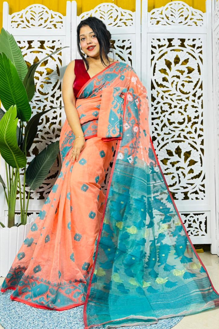 Taan Agni Dhakai Jamdani Saree