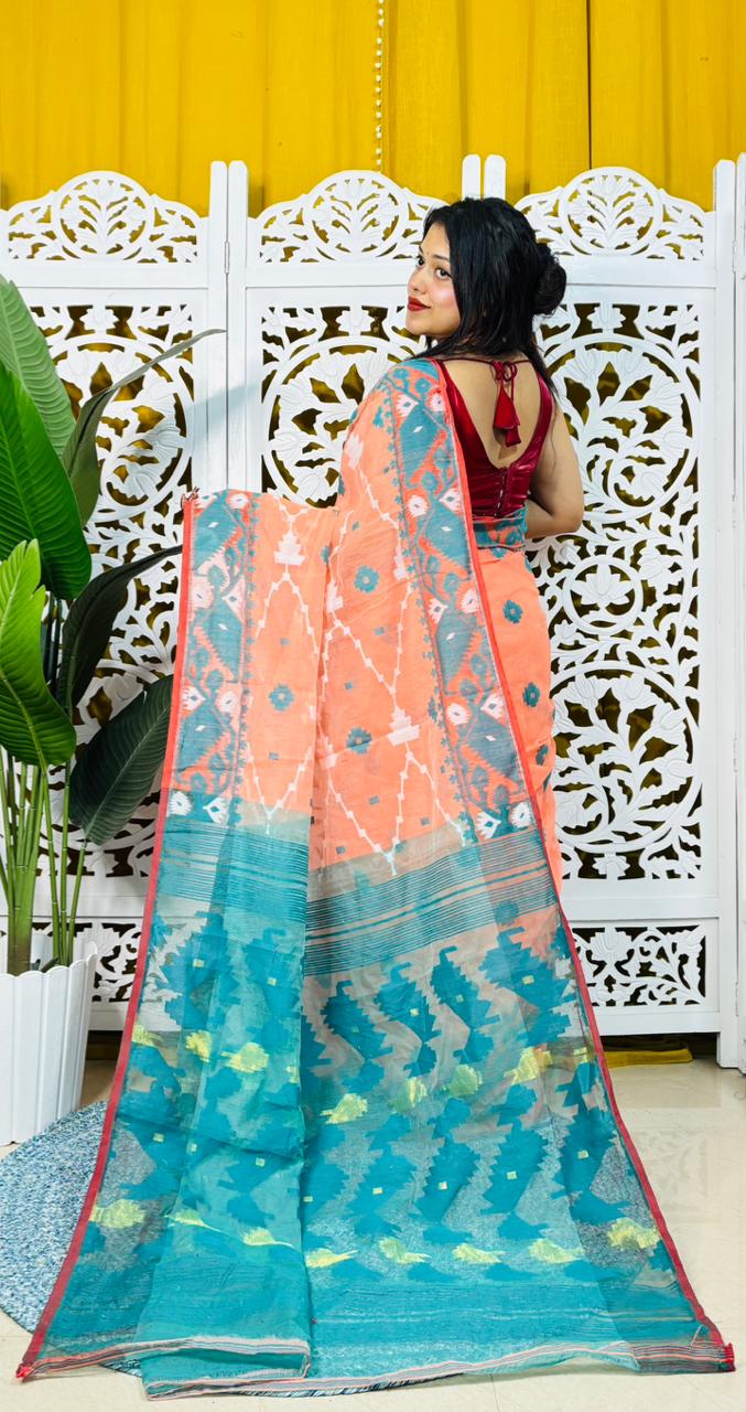 Taan Agni Dhakai Jamdani Saree