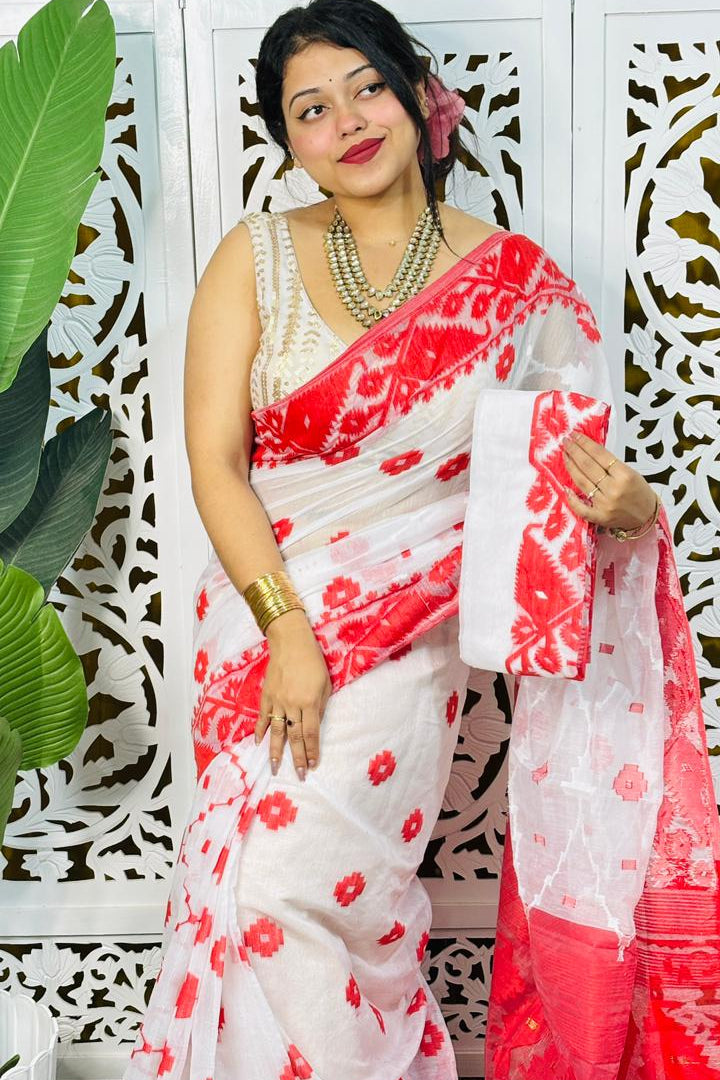 Taan Agni Dhakai Jamdani Saree