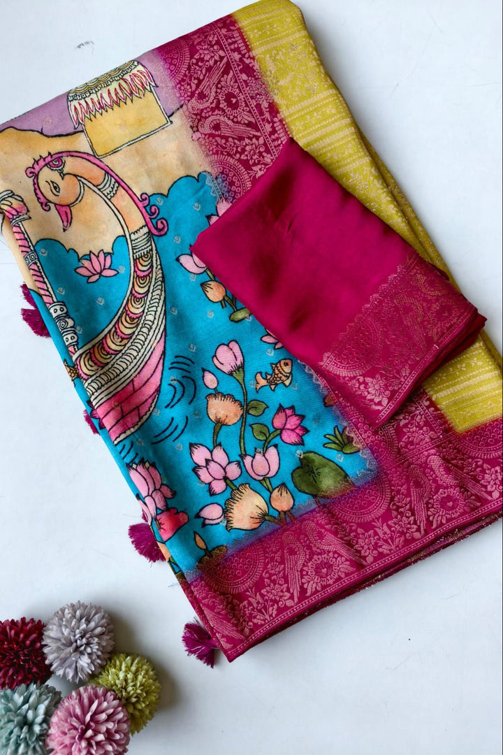 Azure Wing Viscose Crepe Georgette Silk Saree