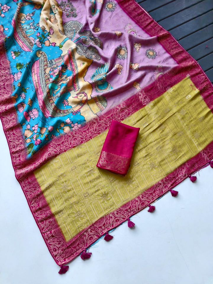 Azure Wing Viscose Crepe Georgette Silk Saree