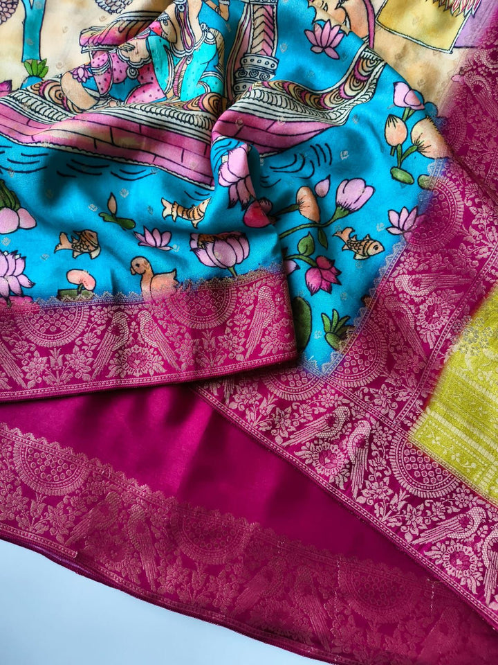 Azure Wing Viscose Crepe Georgette Silk Saree