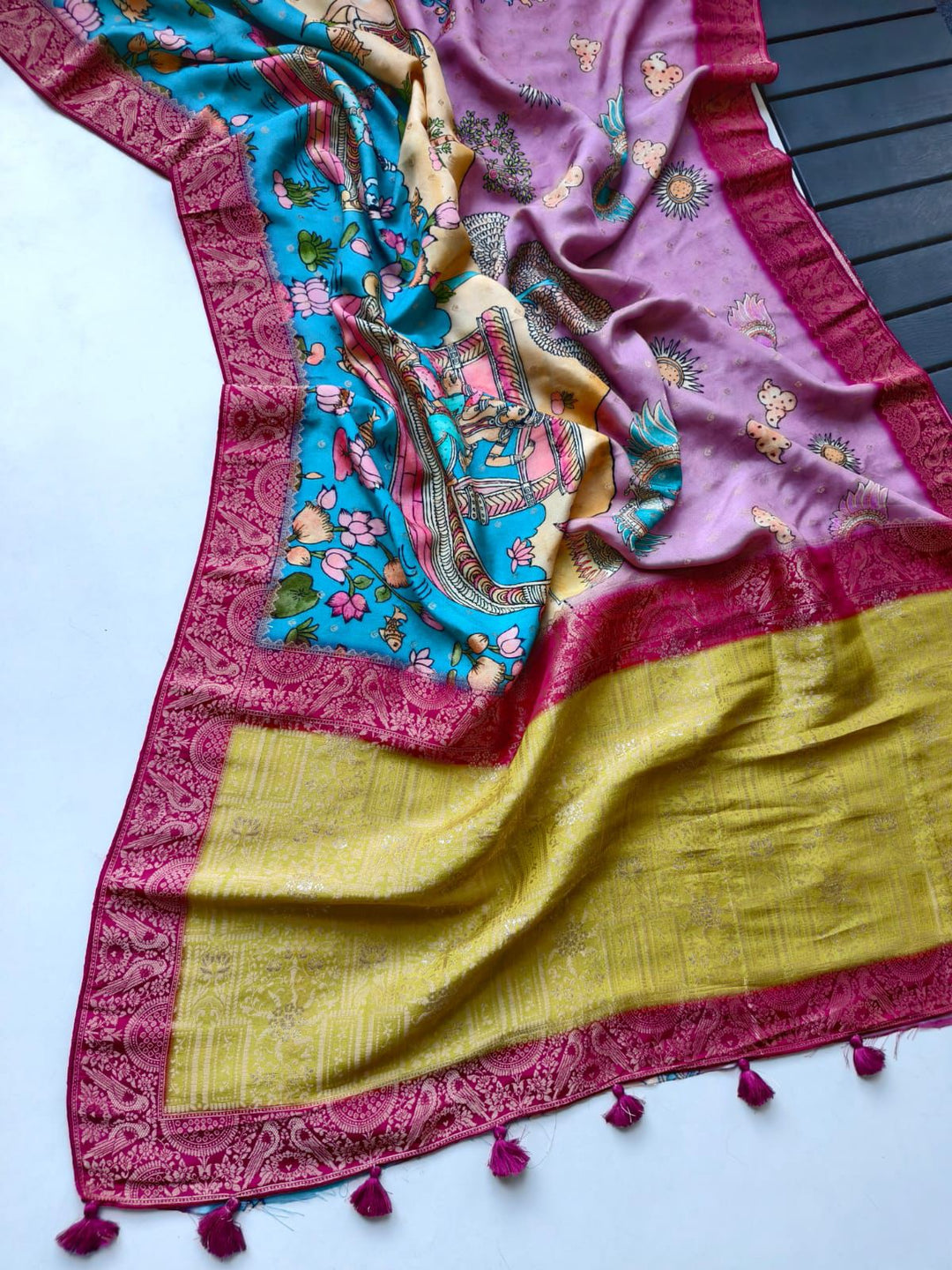 Azure Wing Viscose Crepe Georgette Silk Saree