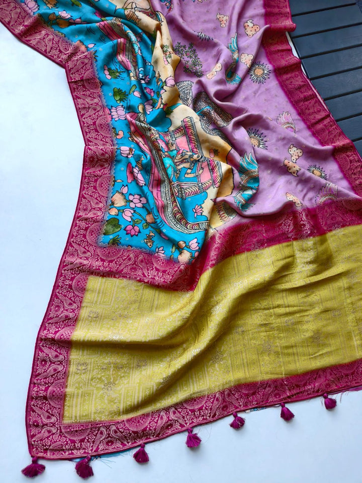 Azure Wing Viscose Crepe Georgette Silk Saree