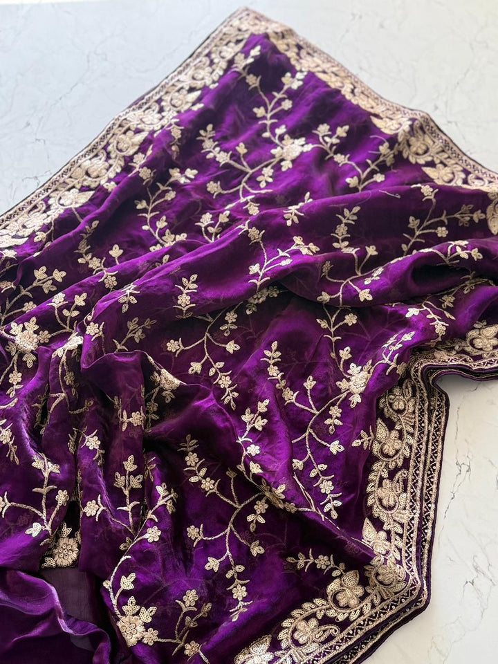 Sutra Stories Fancy Satin Designer Partywear Silk Saree