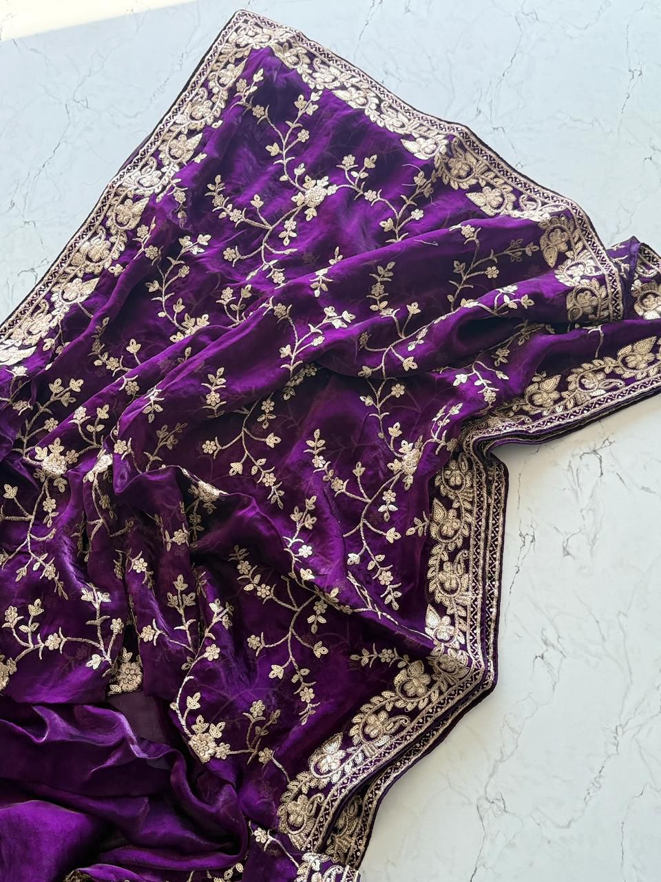 Sutra Stories Fancy Satin Designer Partywear Silk Saree