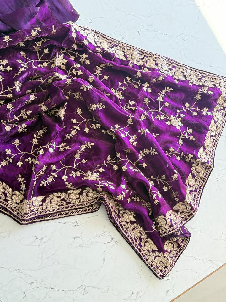 Sutra Stories Fancy Satin Designer Partywear Silk Saree