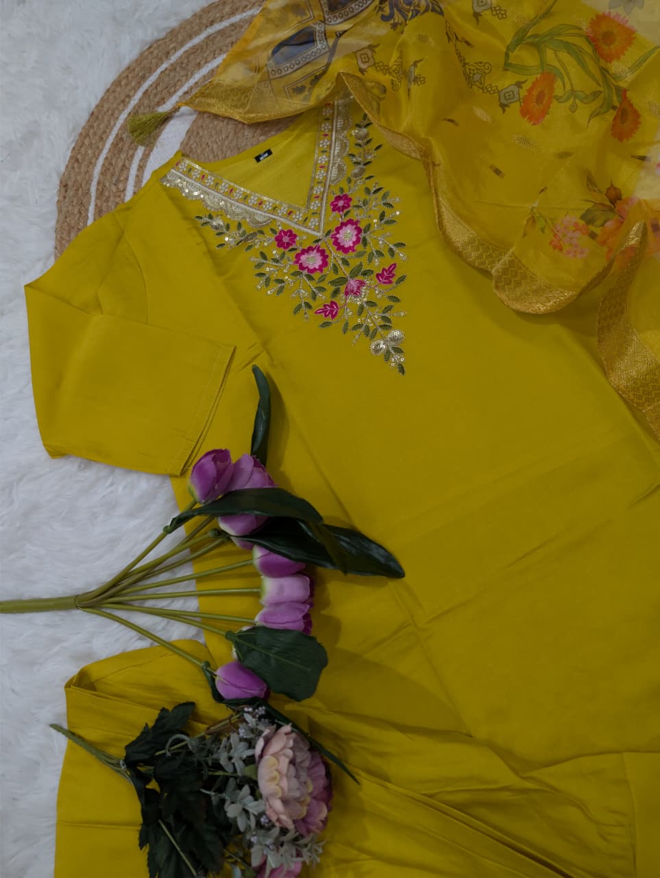 Dawn to Dusk Chanderi Designer PartyWear Kurti Set