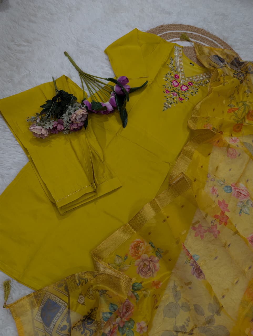 Dawn to Dusk Chanderi Designer PartyWear Kurti Set