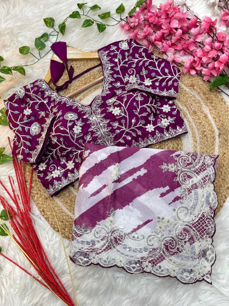 Rosé Silence Designer Rangoli Silk Saree