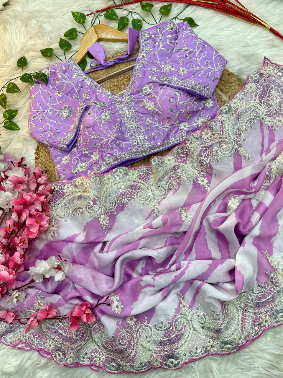 Rosé Silence Designer Rangoli Silk Saree