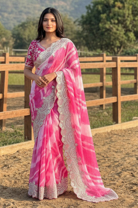 Rosé Silence Designer Rangoli Silk Saree