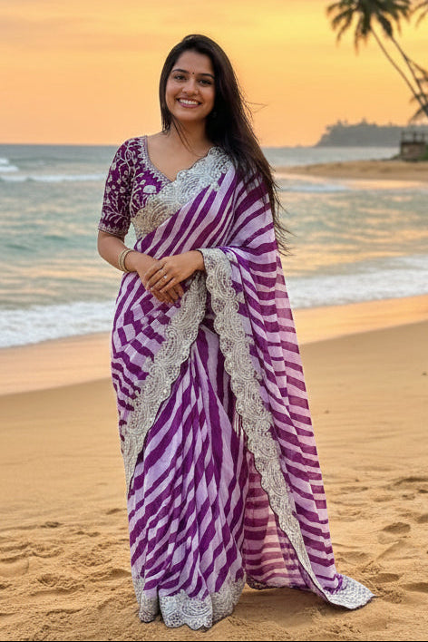 Rosé Silence Designer Rangoli Silk Saree
