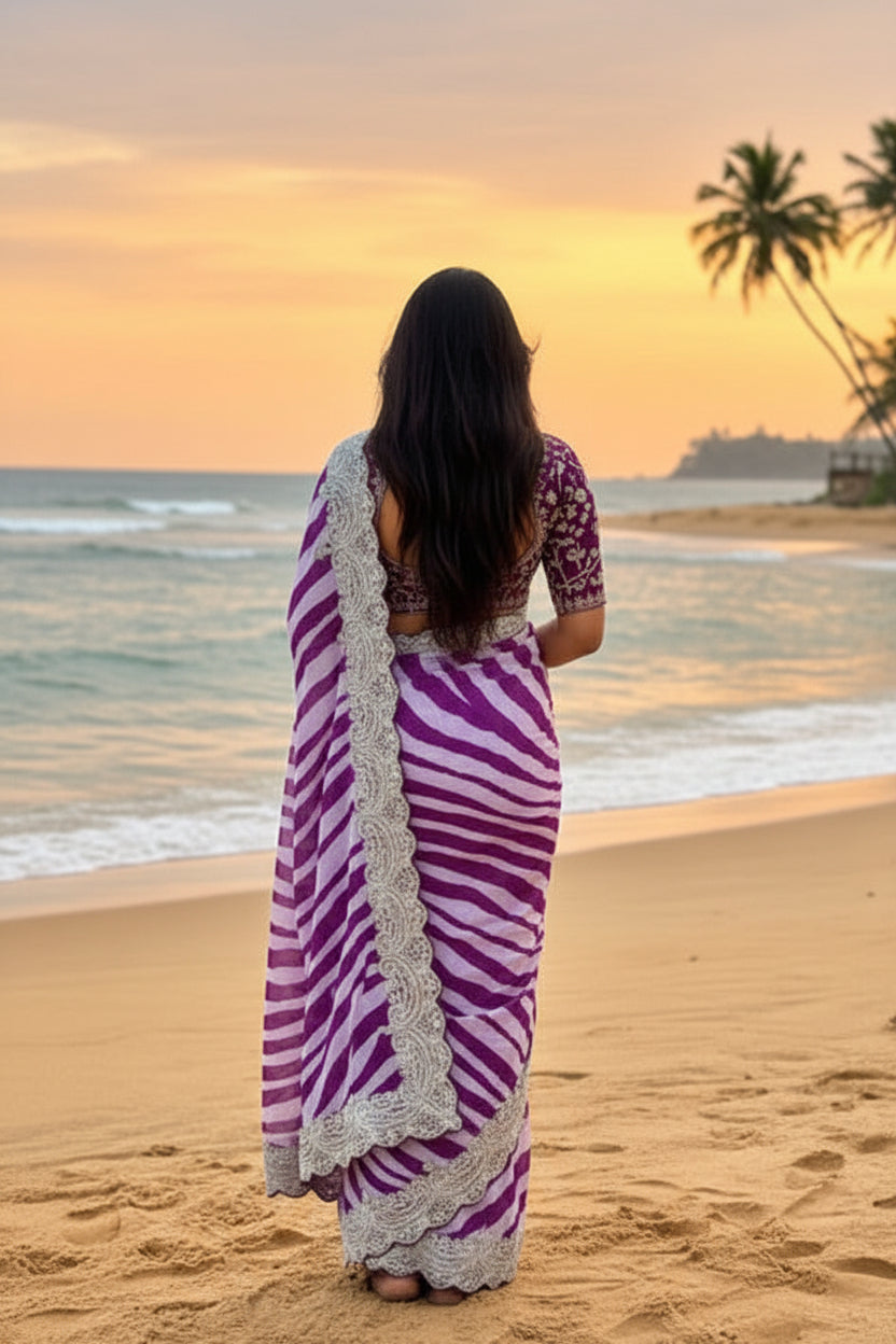 Rosé Silence Designer Rangoli Silk Saree