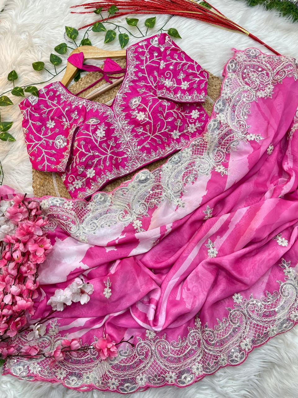 Rosé Silence Designer Rangoli Silk Saree