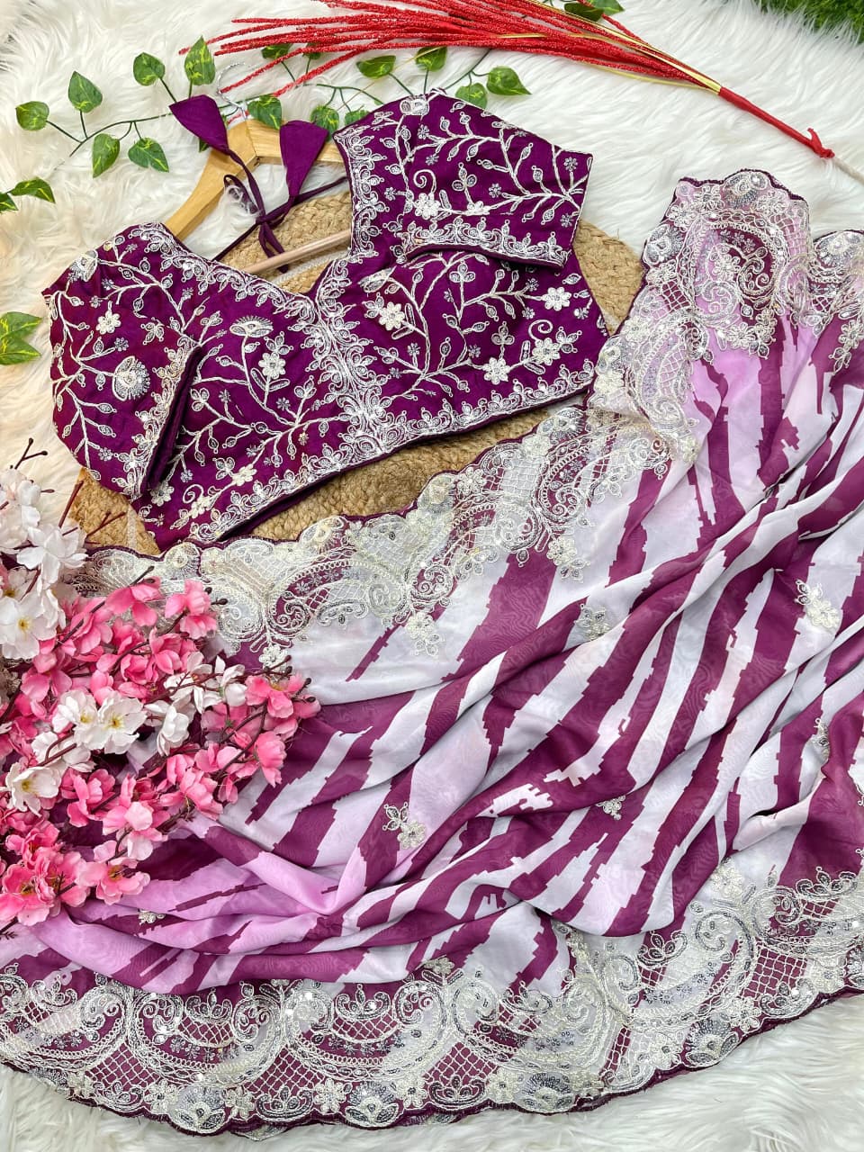 Rosé Silence Designer Rangoli Silk Saree