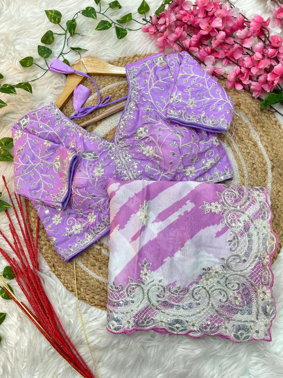 Rosé Silence Designer Rangoli Silk Saree