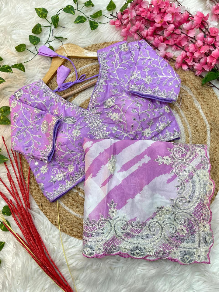 Rosé Silence Designer Rangoli Silk Saree