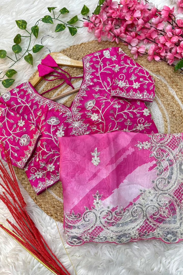 Rosé Silence Designer Rangoli Silk Saree