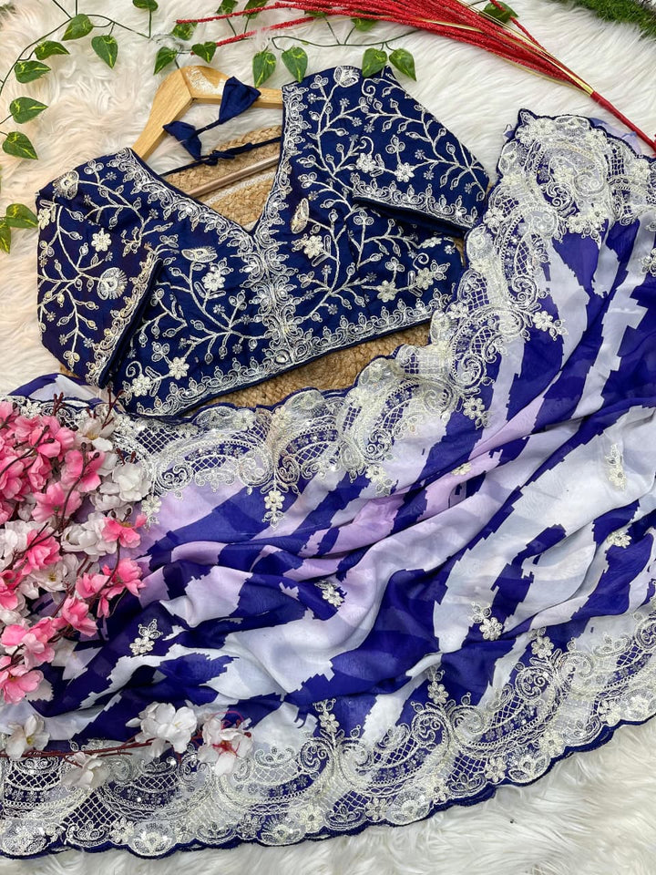 Rosé Silence Designer Rangoli Silk Saree