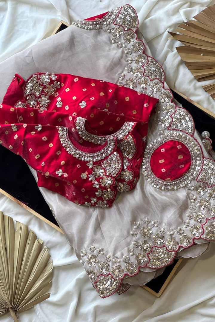 Desert Beauty Partywear Designer Satin Silk Saree