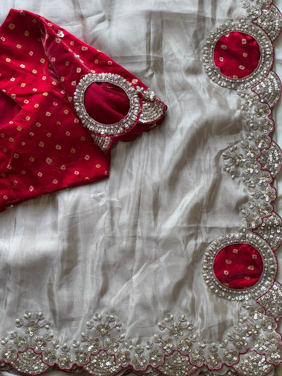 Desert Beauty Partywear Designer Satin Silk Saree