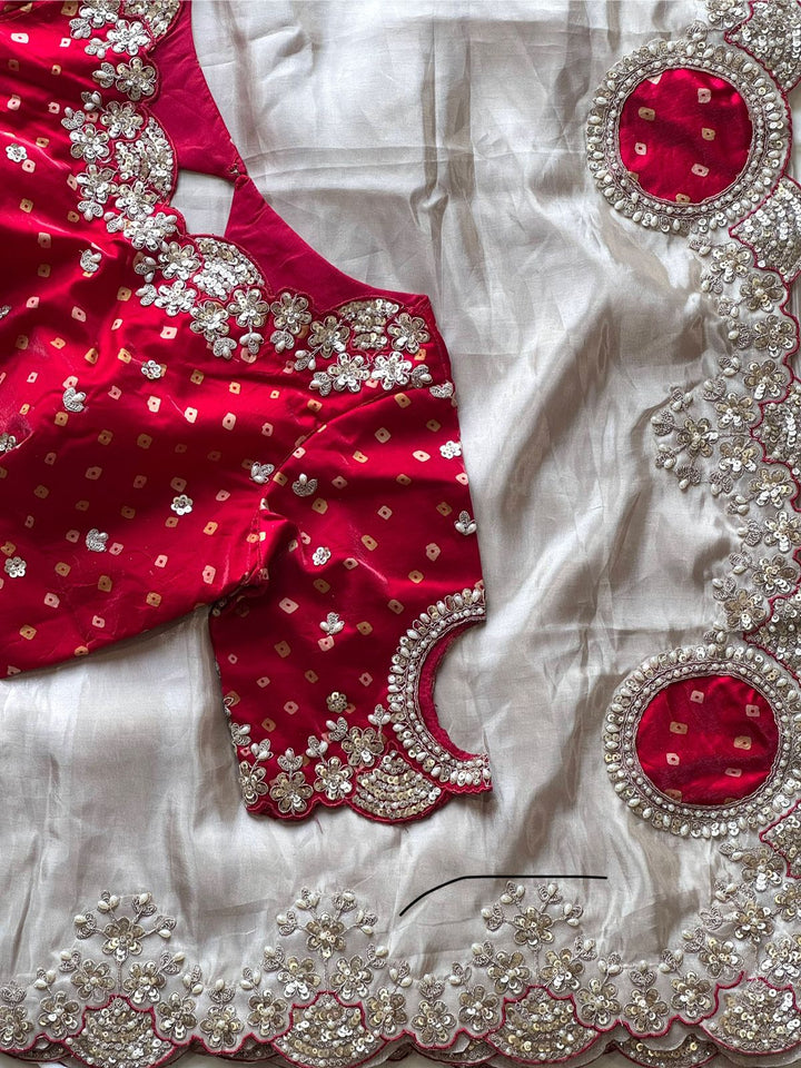 Desert Beauty Partywear Designer Satin Silk Saree