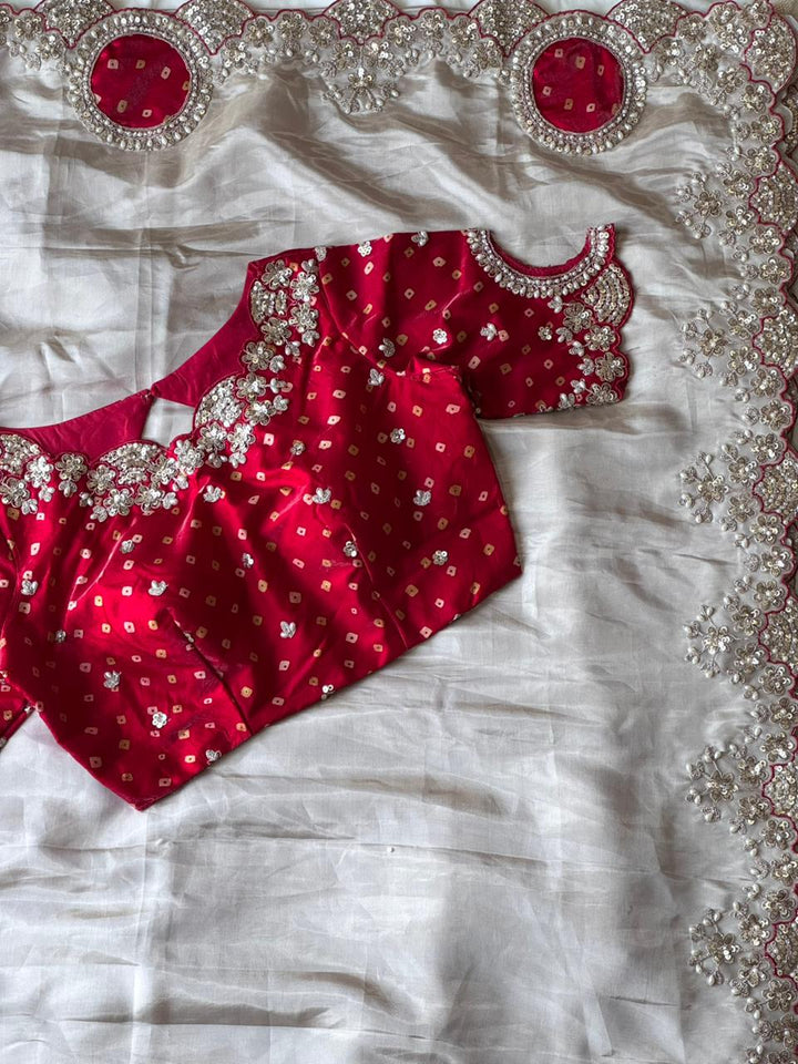 Desert Beauty Partywear Designer Satin Silk Saree