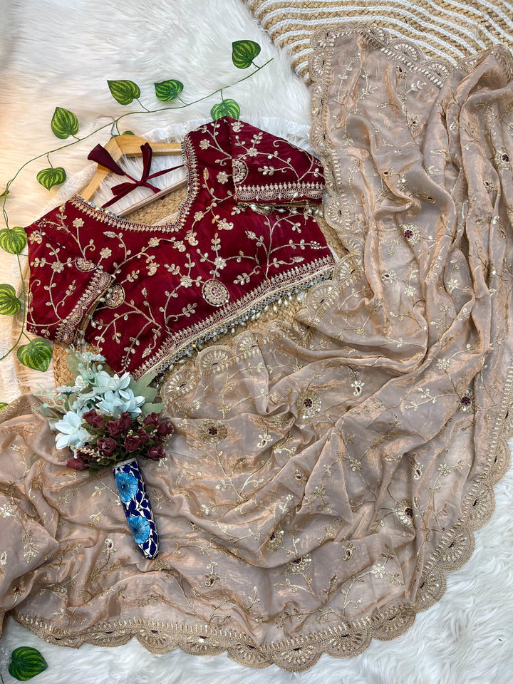 Shaam Rang Designer Partywear Sequins Satin Silk Saree