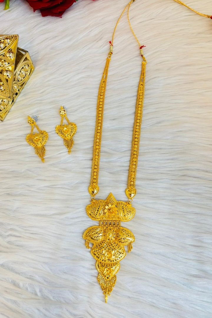 Golden Vows- Statement Gold Plated Long Necklace Set