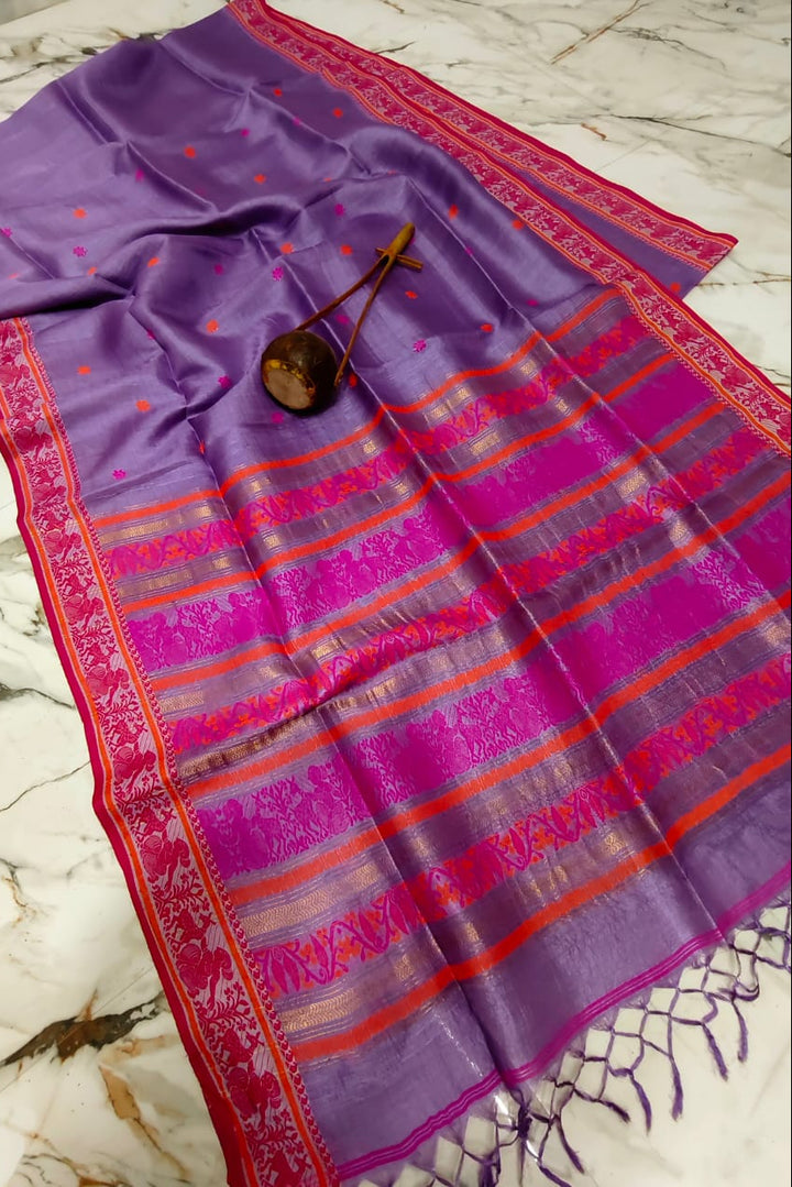 SMRITIKONA Pure Gacchi Tussar Silk Saree