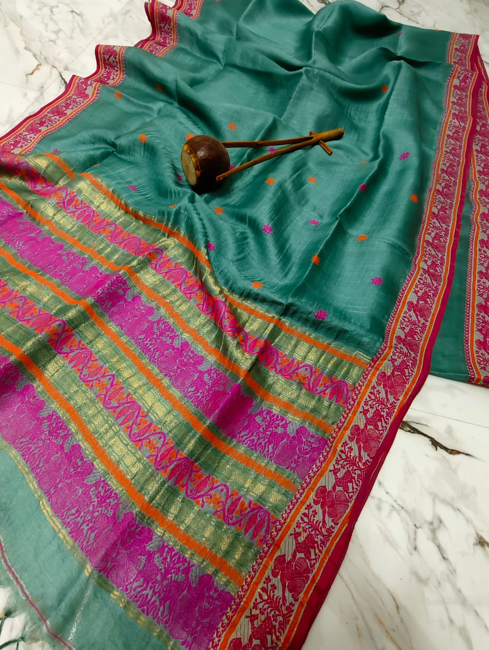 SMRITIKONA Pure Gacchi Tussar Silk Saree