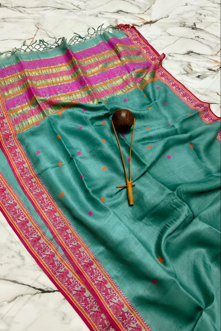 SMRITIKONA Pure Gacchi Tussar Silk Saree