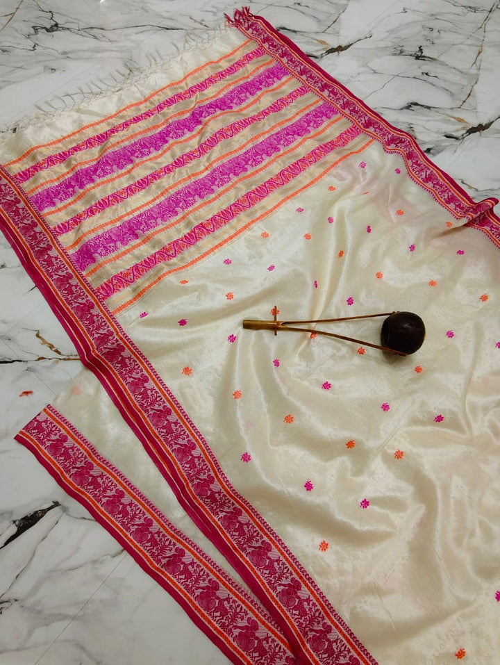 SMRITIKONA Pure Gacchi Tussar Silk Saree