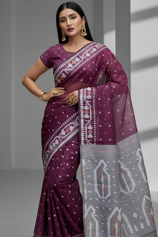 Nirob Prem Bengal Dhakai Jamdani Saree