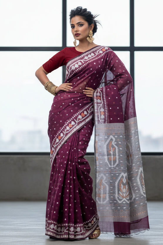 Nirob Prem Bengal Dhakai Jamdani Saree