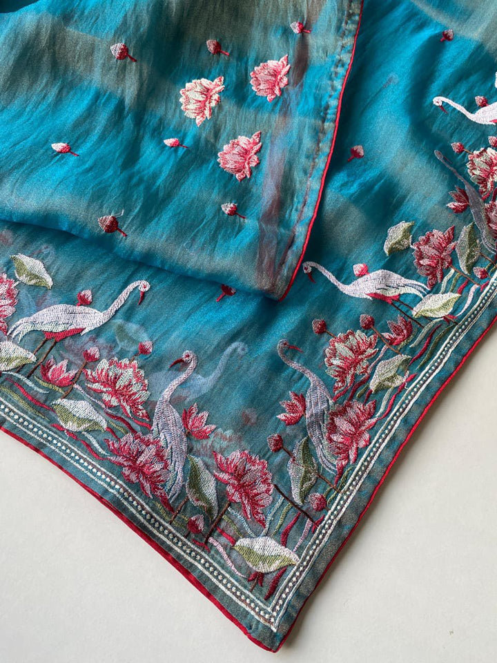 Secret Pulse Fancy Partywear Embroidery Silk Saree